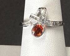 Sterling Silver Sapphire and Diamond Ring Size 7 