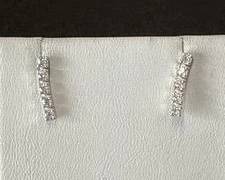 Mossanite Round .4ct Bar Stud Earrings Set in a Sterling Silver Setting with Screw Backs 