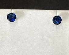 Sterling Silver Blue Cubic Zirconia Stud Earrings 