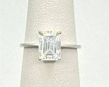 Moissanite 1.74ct Emerald Cut Sterling Silver Ring Size 5