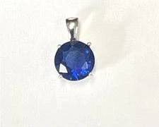 Sterling Silver Blue Cubic Zirconia Pendant