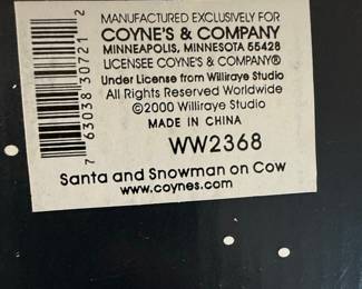 Williraye Studio WW2368 Santa and Snowman on Cow Figurine