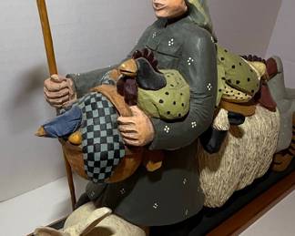 Williraye Studio Woman with Staff Leading Animals Figurine