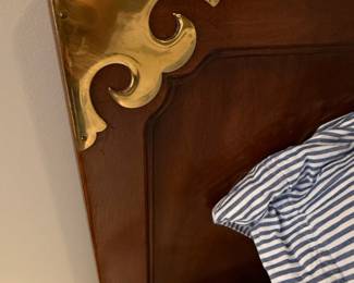 Henredon Campaign Style Mahogany Bed Frame