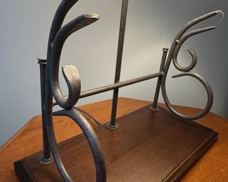 Rustic Metal and Wood Scroll Table Lamp Style