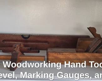 Vintage Woodworking Hand Tools Set  Spirit Level, Marking Gauges, and Hand Plane