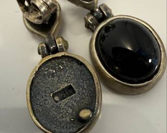 Sterling Silver Onyx Swirl Dangle Earrings