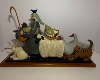 Williraye Studio Woman with Staff Leading Animals Figurine