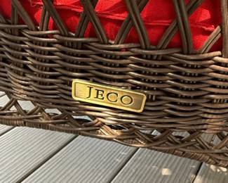 Jeco 4-Piece Wicker Patio Set with Red Cushions