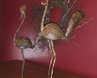 Artistic Metal Chicken Sculptures (Set of 2)