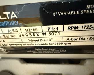 Delta Shopmaster 8" Variable Speed Bench Grinder