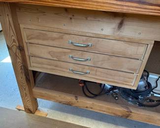 Pine Workbench with 3 Drawers