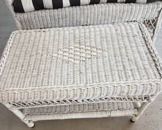 White Wicker Patio Set with Cushions - 3 Piece
