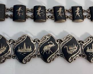 Siam Sterling Silver Bracelet Lot with Bangles