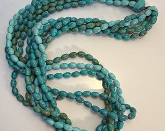 Multi-Strand Turquoise Bead Necklace