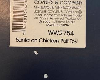 Williraye Studio "Fowl Weather Flight" Santa on Chicken Puff Toy