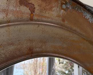 Repurposed Galvanized Chicken Feeder Mirror