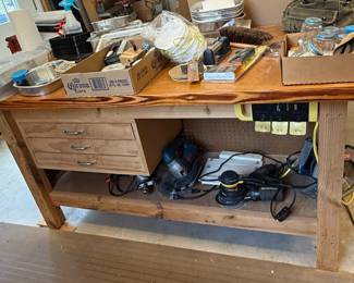 Pine Workbench with 3 Drawers