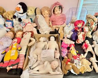 antique/vintage dolls, & doll accessories & vintage plush  animals