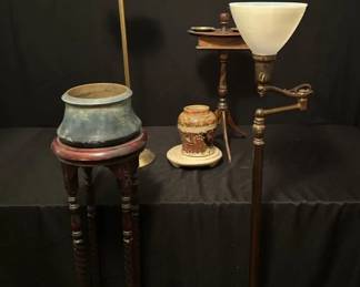 Metal Lamp And Ashtray Stand Wooden Ashtray Stand  Decorative Vase  H.F  Son London 