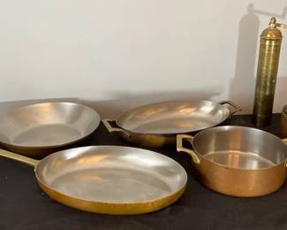 1776 Paul Revere Copper Pans, Greece Brass Pepper Grinder , Copper Sauce Pan, Black Brass Bookends