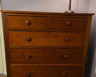 Five Drawer Wooden Chest Of Drawers No Mark
