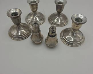 Four Towe Sterling Weighted Candle Sticks SaltPepper Sterling Weighted