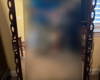 Vintage Ornately Carved Wooden 29 1 2 X 37 1 2 Mirror By Metropolitan Mirror And Glass Co.