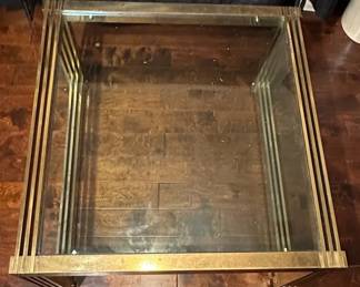 Brass Colored Table With Glass Top 