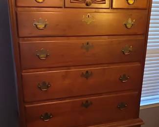 Queen Anne Style Wood Highboy No Mark 11 Drawers