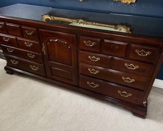 Long dresser with protective glass top - matches the wardrobe armoire
