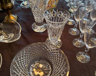 Waterford vases and dish