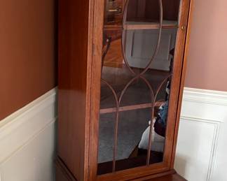 Tall cabinet with glass door and lower drawer - matched set of 2 available