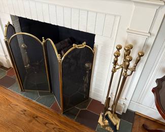 Fireplace screen (4-panel), brass fireplace tool set and log holder (also available - photos to come)