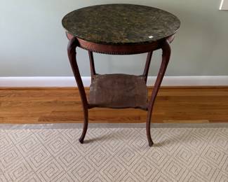 Vintage occasional table with faux marbled painted top