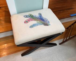 Peacock feather ottoman