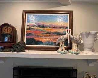 landscape with a pair of large porcelain birds