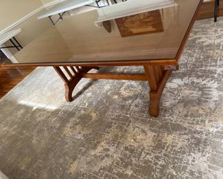 glass top trestle table