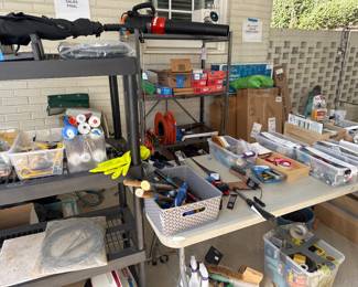 Carport has lots of stuff