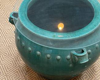 large ceramic planter table with glass top