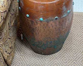 large copper drum side table