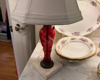 cranberry glass boudoir lamp