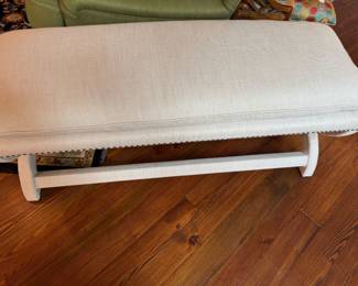 Large white upholstered bench