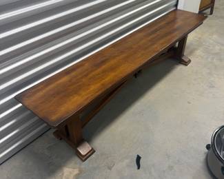 Solid Wood Craftsman Style Trestle Bench - Dark Stained Hardwood Copy Listing Print Label - $125