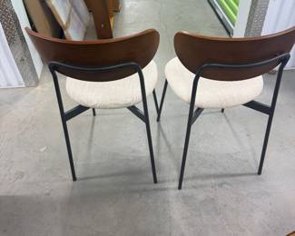 Pair of Modern Bentwood & Upholstered Dining Chairs, Black Metal Frame - $199 for the pair.