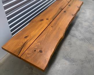 Live Edge Wood & Metal Bench | Modern Industrial Hallway Seating - Asking $250