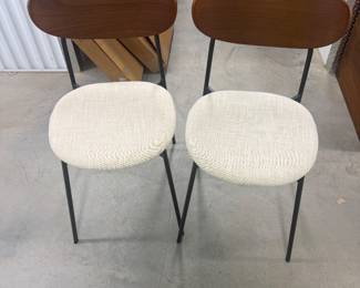 Pair of Modern Bentwood & Upholstered Dining Chairs, Black Metal Frame - $199 for the pair.