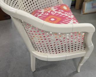 Elegant Cane Back Accent Chair with Vibrant Ikat Cushion - Asking $150