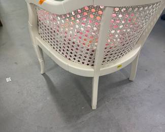 Elegant Cane Back Accent Chair with Vibrant Ikat Cushion - Asking $150