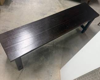 Contemporary Dark Wood X-Brace Entryway Bench, Dated 2006 Copy Listing Print Label - Asking $75